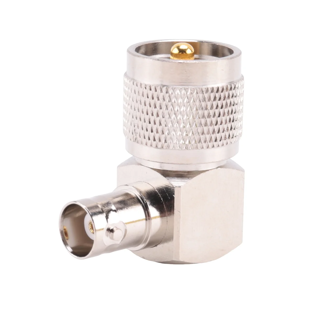 Uhf Pl259 PL-259 Man Naar Bnc Vrouwelijke Haakse Rf Adapter Connector, Zilver