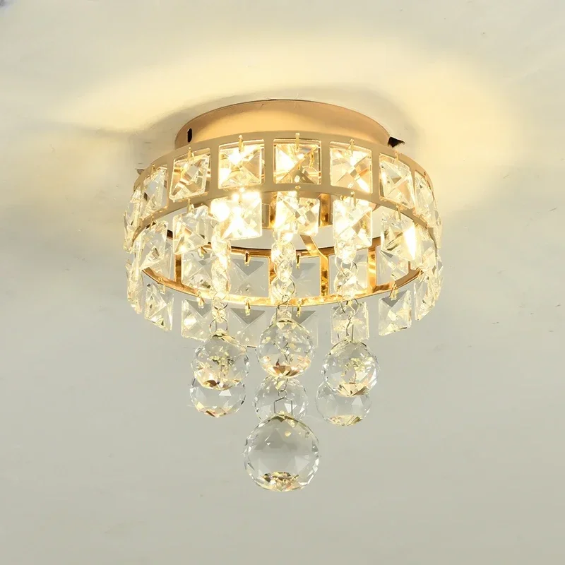 Luxury Crystal Ceiling Lamp Nordic LED Lights For Corridor Aisle Balcony Staircase Cloakroom Porch Bedroom Home Indoor Lighting