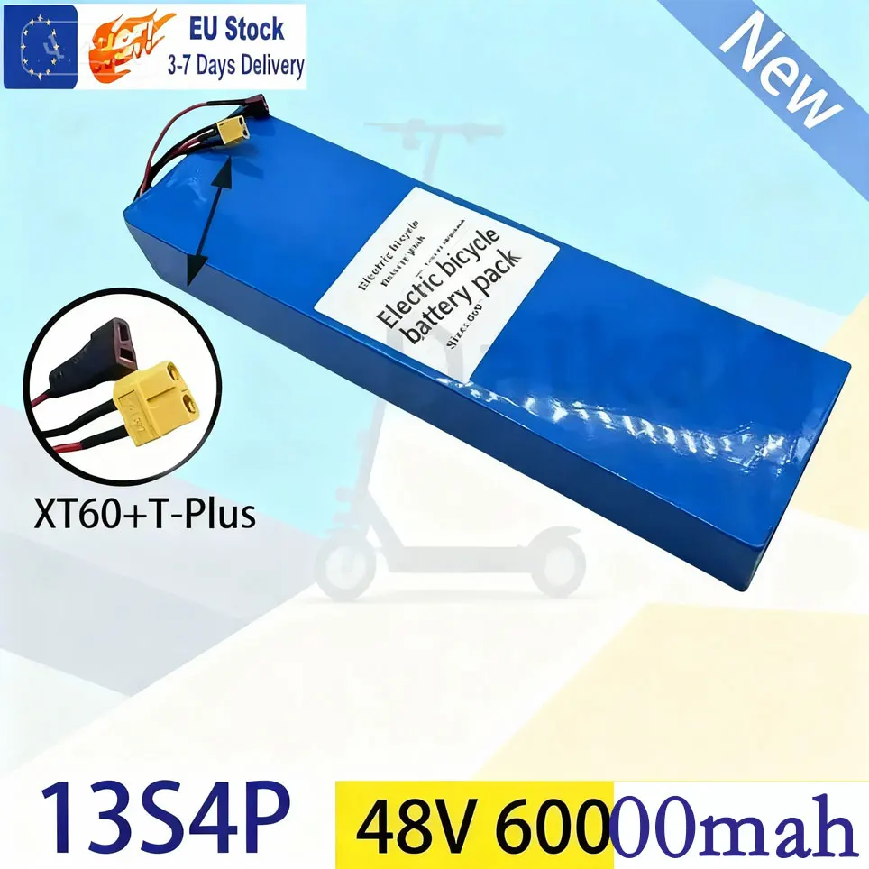 Batería de Iones de Litio Popular de 48V 60Ah 1000W 13S4P, Adecuada para Scooters Eléctricos CitycocoBMS de 54.6V