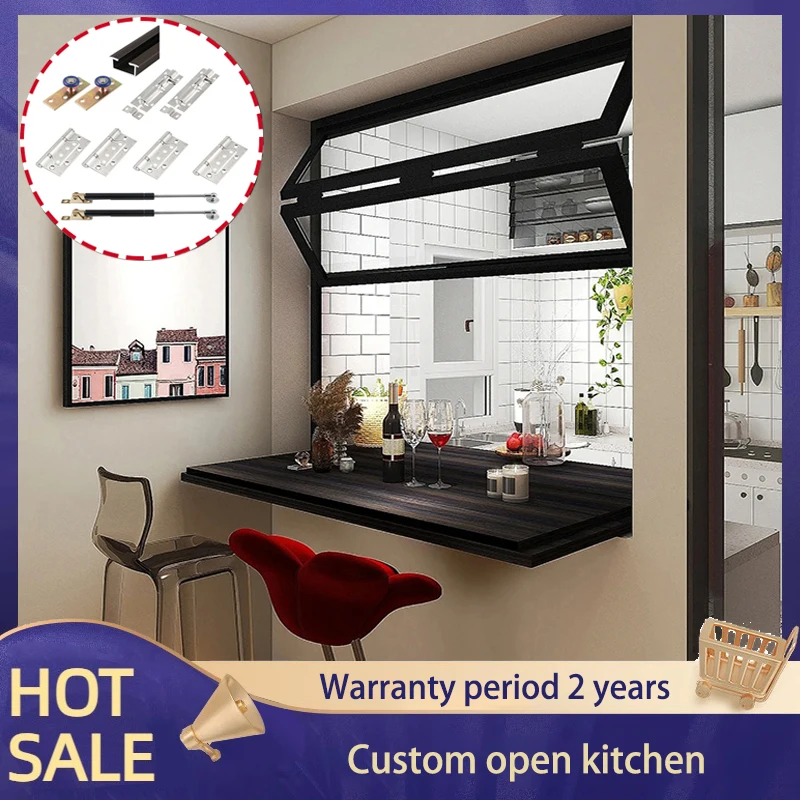 

Up And Down Sliding Folding Window Milk Tea Shop Complete Set Of Hardware Solid Wood Frame Pneumatic Rod Hanging Slide Rail