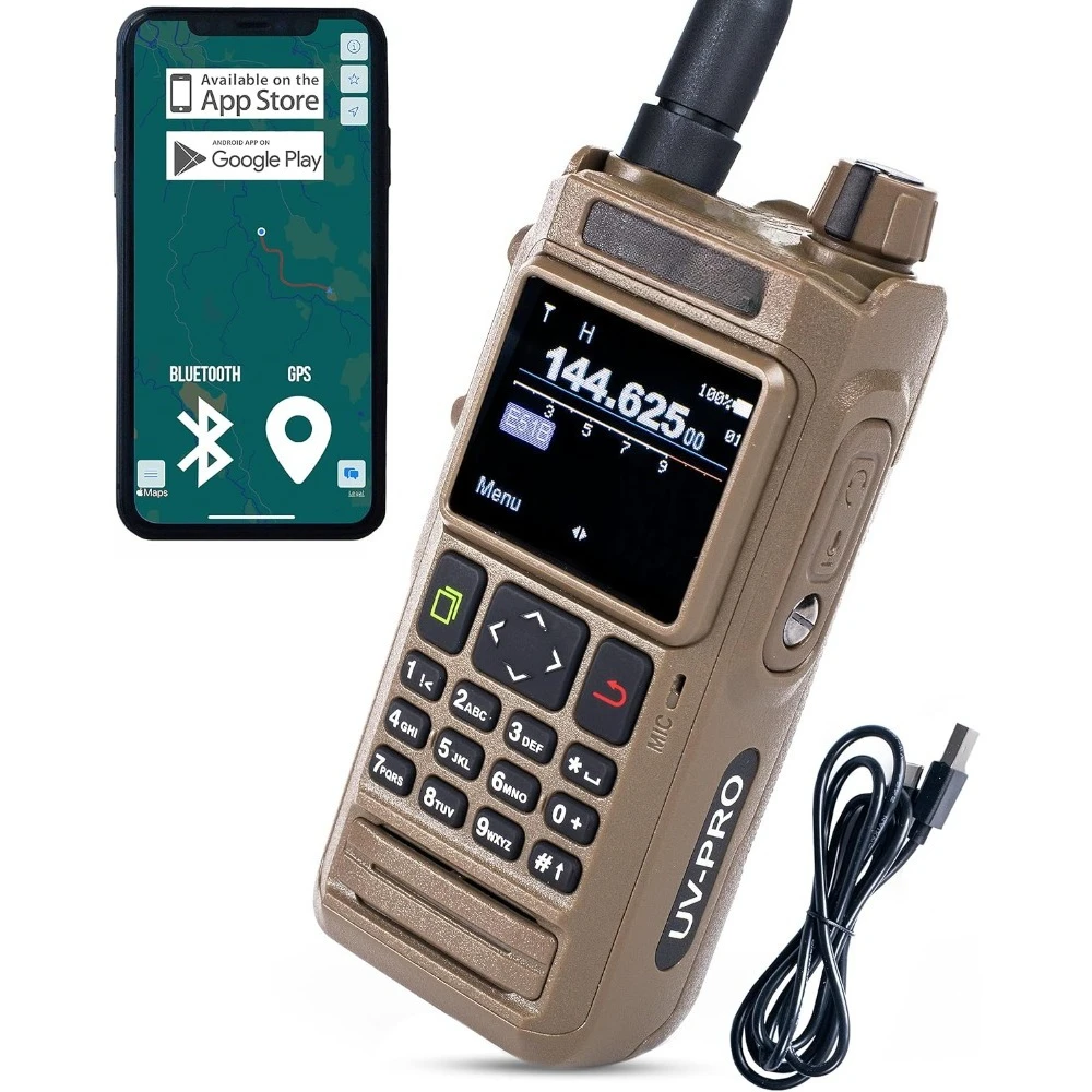 

US Shipping VHF UHF Dual Band Two Way Radio APRS Bluetooth GPS Text Messaging Aviation Band Scanner NOAA Weather USB C