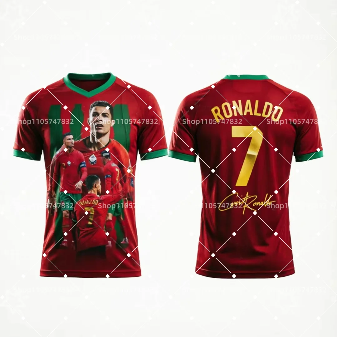 2026 Cristiano Ronaldo Fan Commemorative Edition No.7 Football Jacket Summer Sports Men's T-shirt Parent Child Clothing