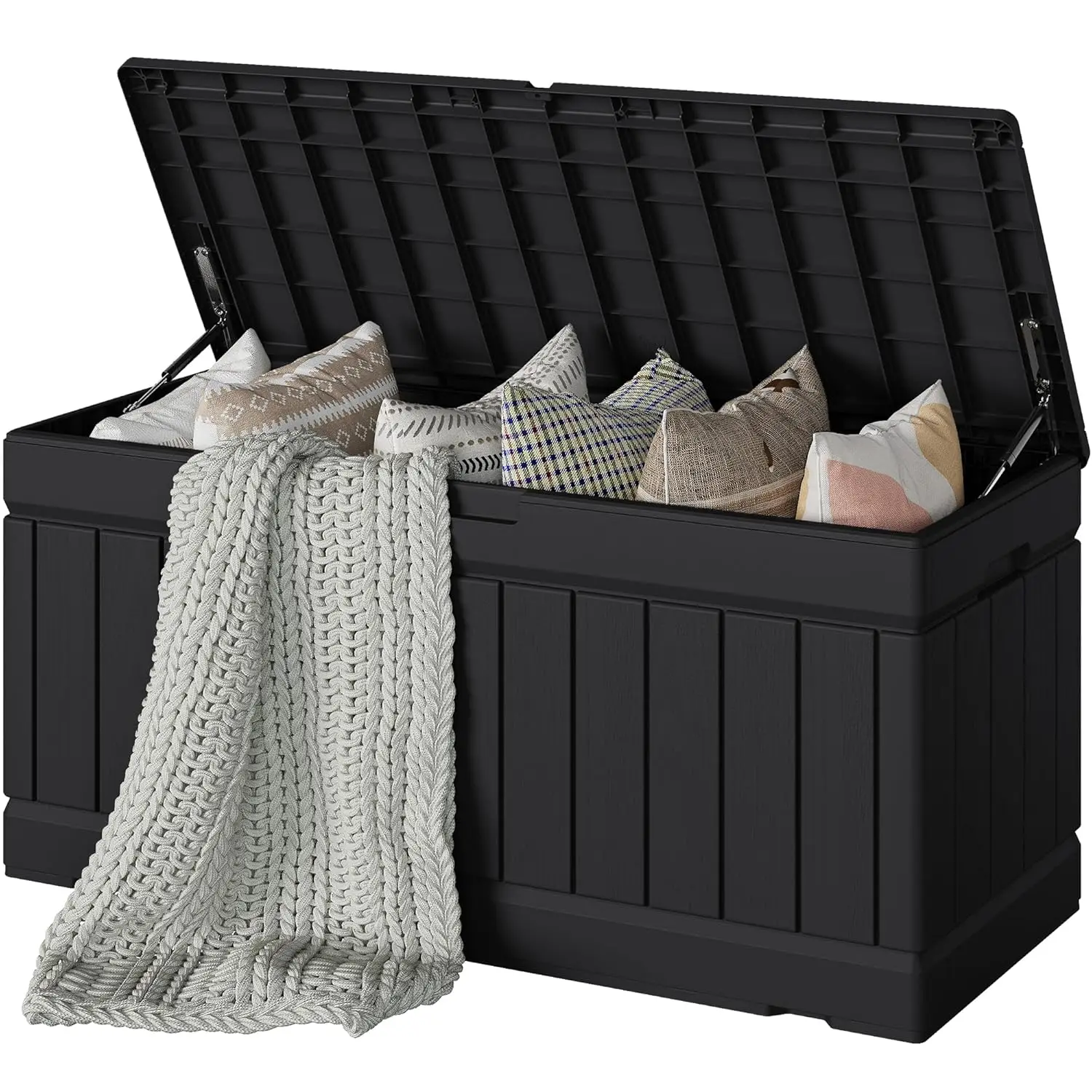 

Ящик для хранения на открытом воздухе объемом 78 галлонов, водонепроницаемый, из полимерной смолы, для улицы и патио, уличная скамья-ящик для хранения с замком, на заказ