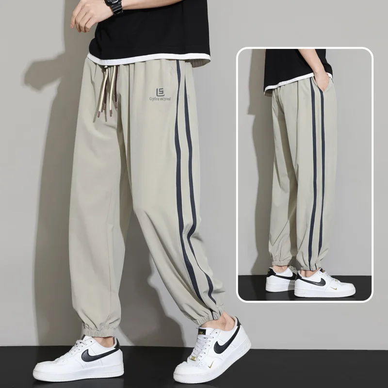 

Faionable Loose Casual Pants for Men Summer Thin Versatile Sports Long Trousers Youthful Energy Sle Nine-Piece Length
