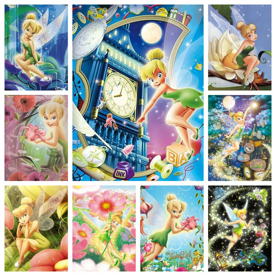 Disney Fairies Tinker Bell 5D Diamond Embroidery Cartoon DIY AB Diamond Painting Rhinestone Picture Mosaic Art Kits Home Decor