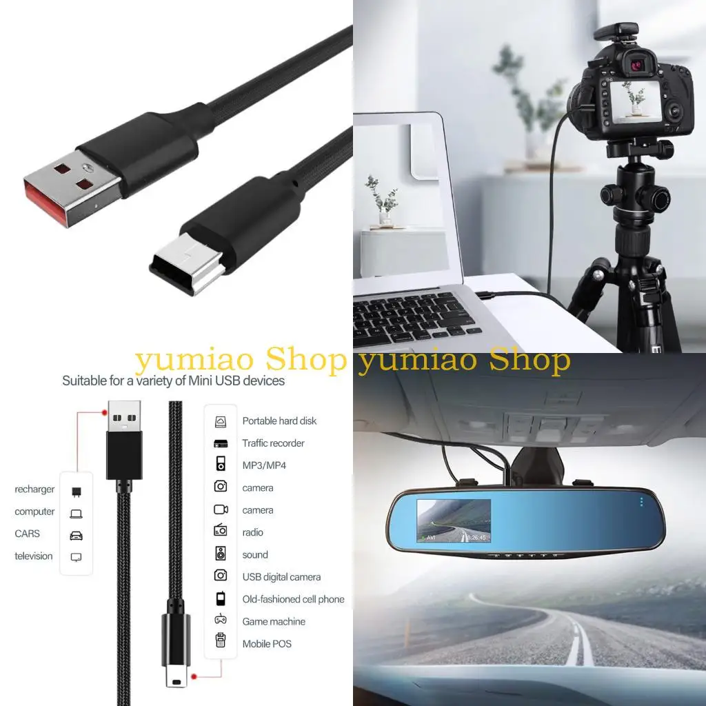 587B Fast Speed Mini USB Cable 3meter Nylon Braided for Dashboards Camera & Digital Camera