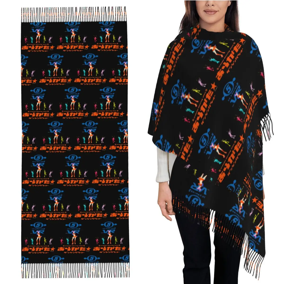 

Space Channel 5 Ulalas Swingin Report Show Scarf Tassel Scarves for Women Soft Warm Shawls and Wraps Long Fall Winter Shawl Wrap