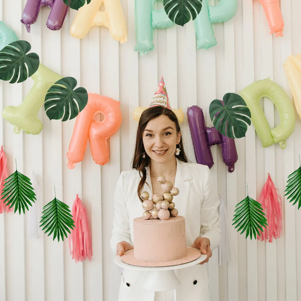 

60pcs Artificial Leaves Decoration Faux Monstera Leaf For Table Setting Home Party Decor Tropical Theme Diy Fake Leaves Beach