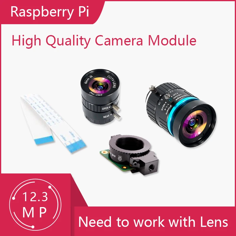 Raspberry Pi High Quality HQ Camera Module 12.3MP IMX477 sensor support for C- and CS-mount lenses