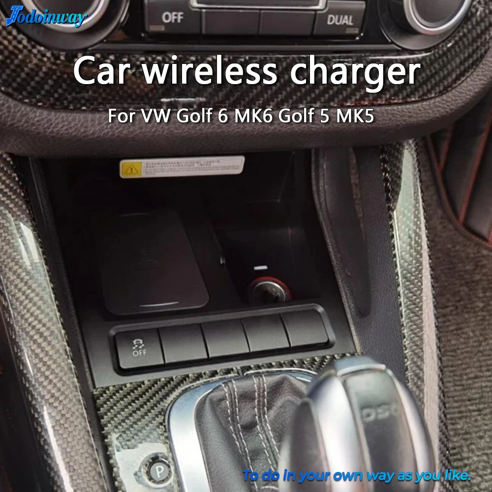 Car Phone Holder Fast Charge Charging Pad Wireless Charger Panel For VW Golf 6 MK6 Golf 5 MK5 Scirocco Sagitar 2008-2013
