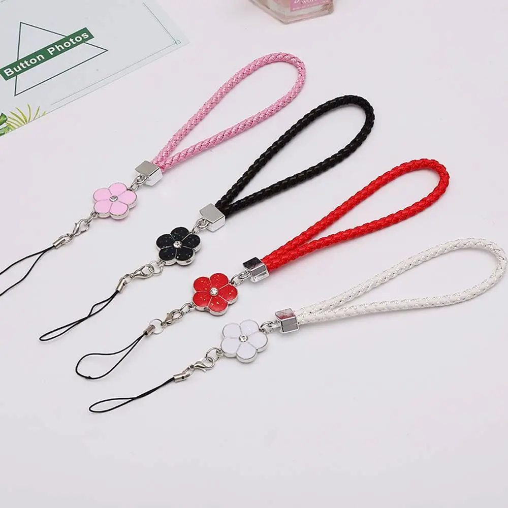 PU Leather Mobile Phone Strap Smart Phone Key Holder Ring Flower Lanyard Phone Accessory Cord Phone Hand Rope Keychain