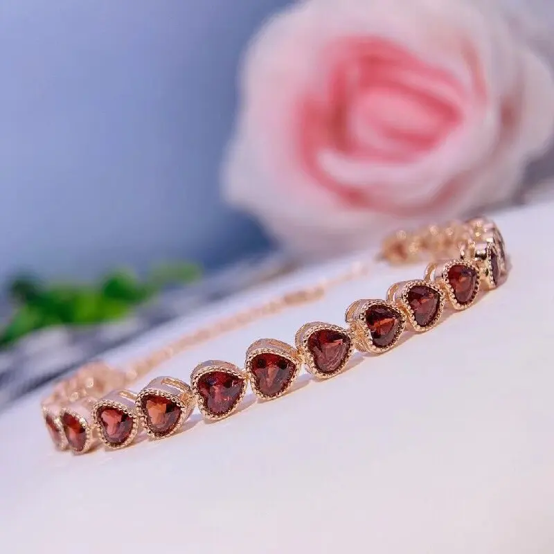 

Fine Jewelry Woman Garnet Bracelet Jewelry With Natural Red Garnet Gemstone 4*4mm For Lady Gift Wedding Party Banquet Dating