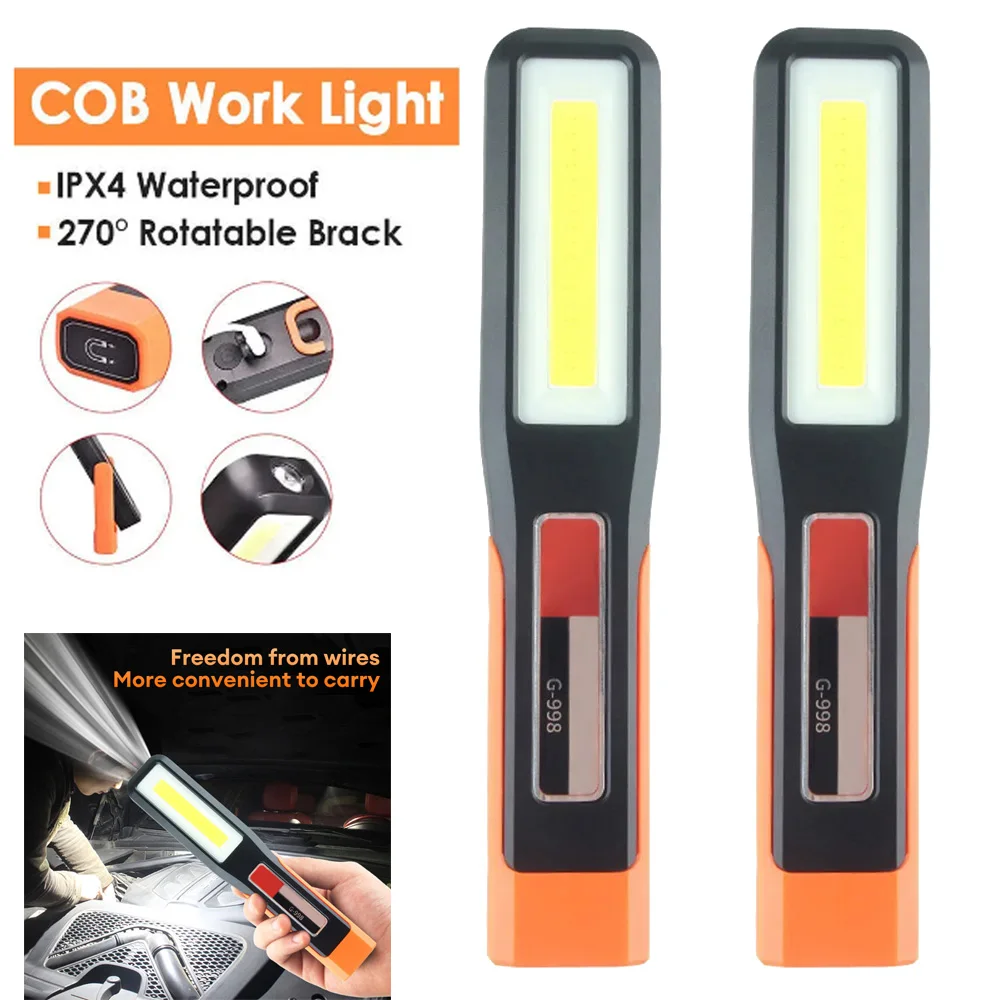 Powerful COB LED Work Light Car Garage Mechanic Lamp USB Rechargeable Flashlight Magnetic Torch Emergency Light Warning Light