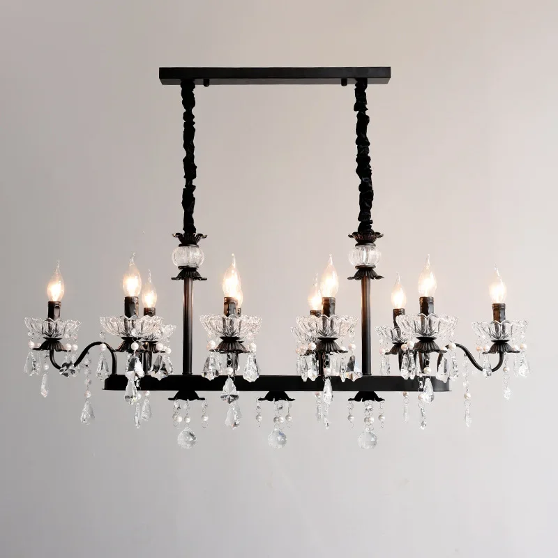 French dining table crystal chandelier restaurant bar art candle light luxury high sense