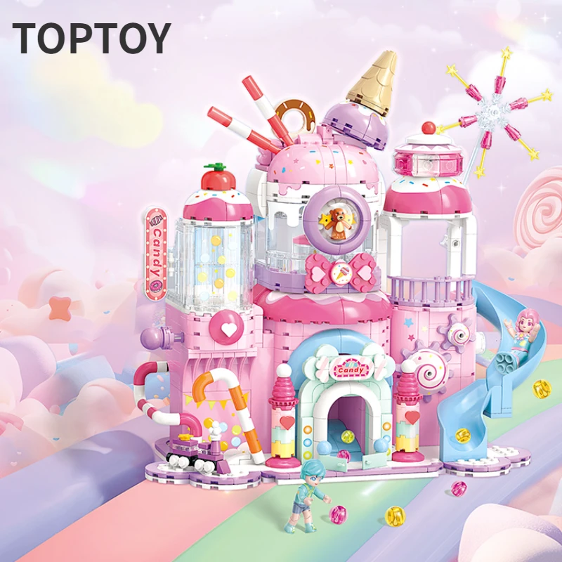 

TOPTOY Candy Dream Factory Castle Building Blocks Street View Children's Educational Assembly Toy Model Ornaments Holiday Gift