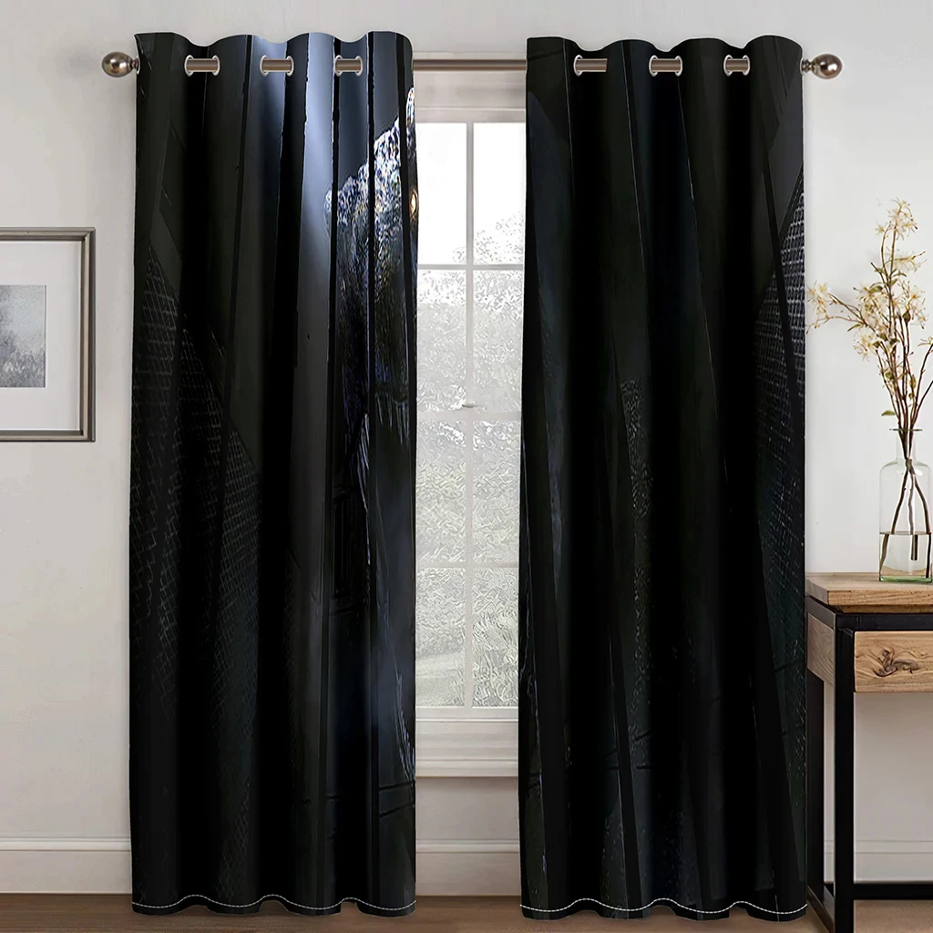 Wolf Snake Blood Moon Black and White High Shading Curtains Valance Bedroom Decor Kids Window Various Dark Series Blackout Drape