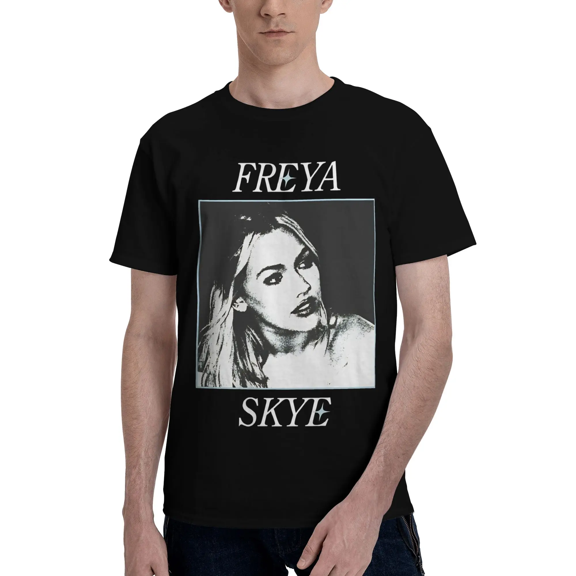 Vintage Funny Graphic 100% Cotton T-Shirt Freya Skye Tees Tops For Men
