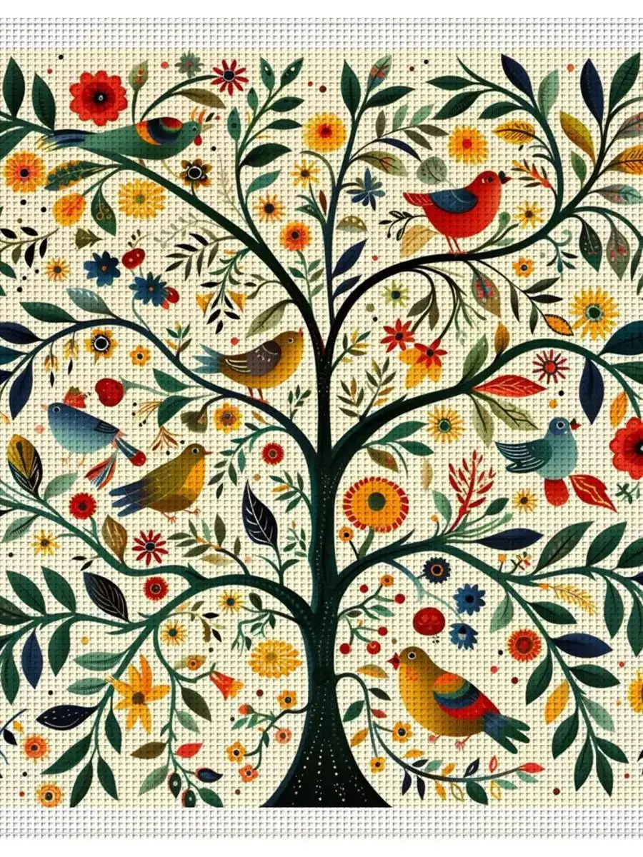 1 Stück 40X40CM/15,74 Zoll Klassisches Baum-Muster Gestempeltes Kreuzstich-Set DIY-Kit 11CT/14CT DIY Stickerei-Set DIY Kreuzstich – Detail 1