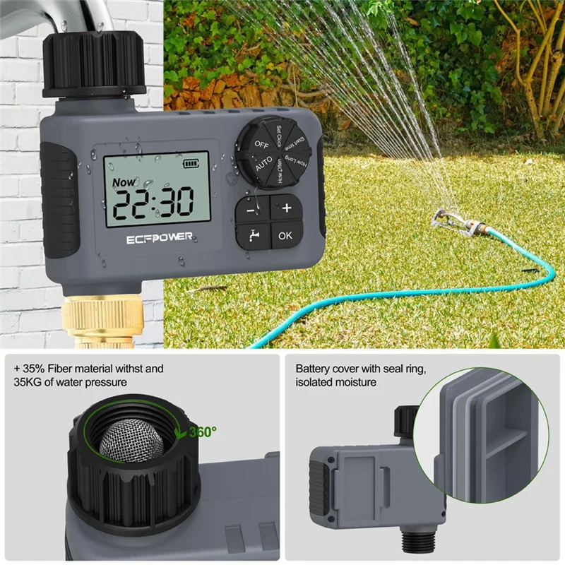 SQPP-Elektronischer Garten-Wasser-Timer mit LCD-Bildschirm, Einzelausgangsschlauch, Bewässerungssteuerung, effizientes Wassermanagement-Tool BSP3