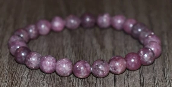 Pulsera de lepidolita natural para mujer, pulseras para mujer, pulsera de 7 chakras, regalo para ella, pulsera de ansiedad, pulsera curativa