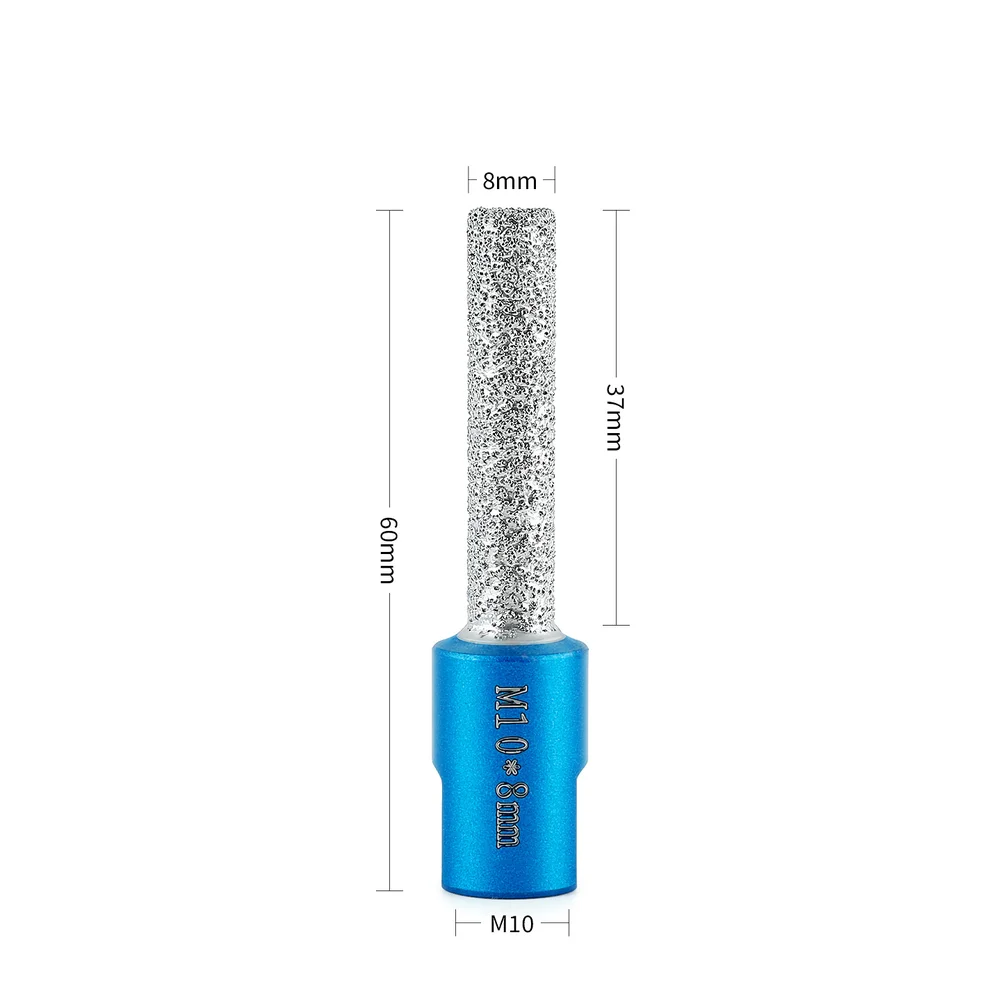 Blue 60mm Vaccum Brazed Straight Router Bit For M10 Thread Milling Cutter For Porcelain Marble Stone Slotting Grinding