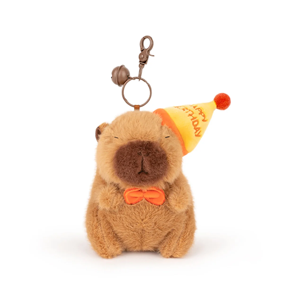 12cm Happy Capybara Plush Pendants Party Hat Capybara Plush Toys Stuffed Cute Keychain Backpack Decor Kids Birthday Gifts Girls