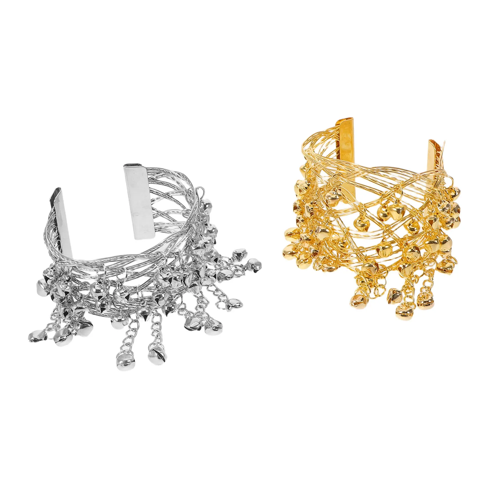 

2pcs Belly Dance Bell Arm Chain Elegant Metal Cuff Bangle Lightweight For Stage Performance Women Jewelry Bracelets Dance