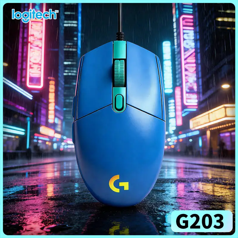 Logitech G203 Wired Mouse for Gaming 200-8000 DPI LIGHTSYNC RGB 6 Buttons 1ms Response 2.1m Cable 85g Fast Reaction