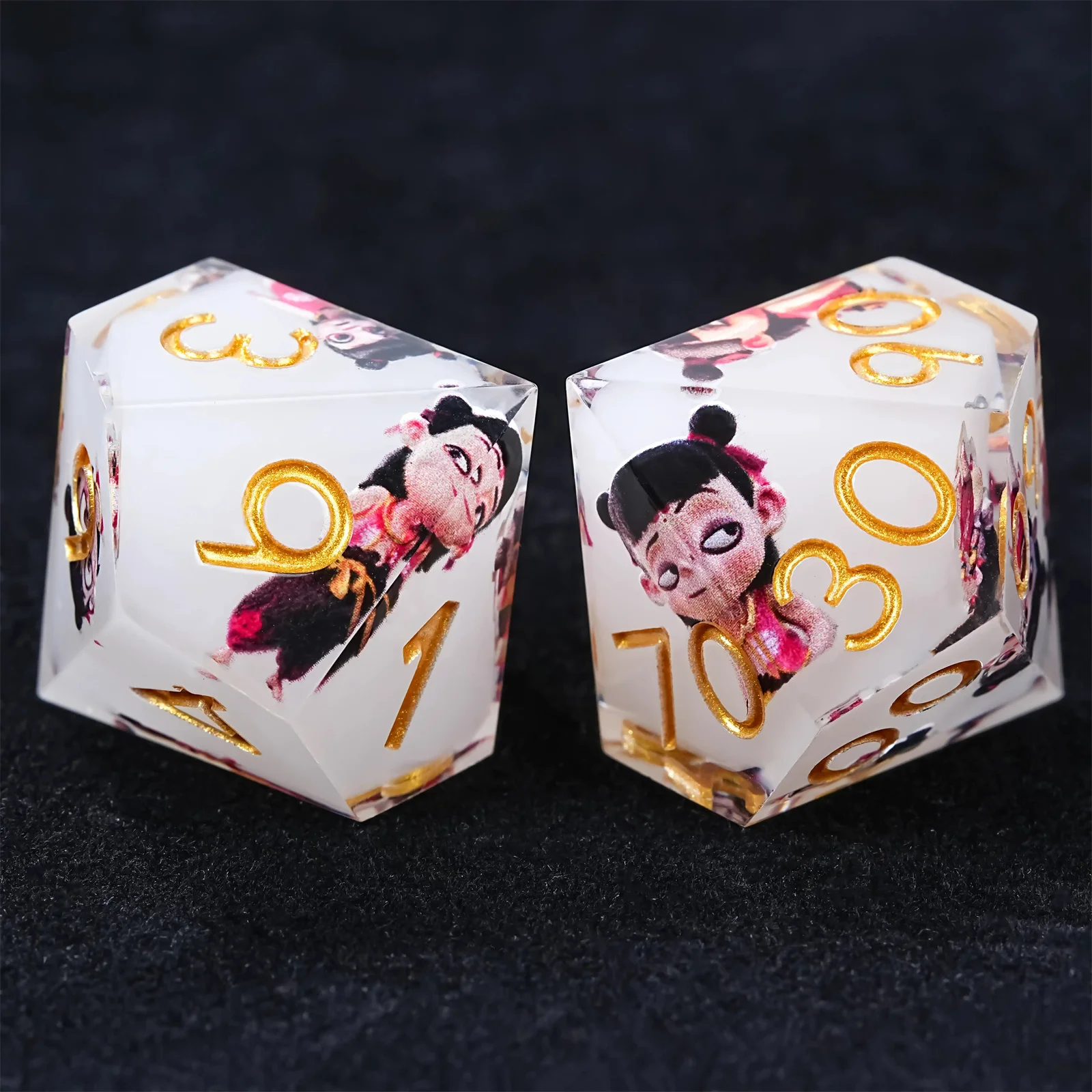 1-7 قطعة DND Ne Zha النرد الصين أسطورة الصلبة الراتنج الذهبي كلمة مجموعة نرد متعددة الجوانب نرد متعدد السطوح ل D & D COC دور RPG لعبة الطاولة #5