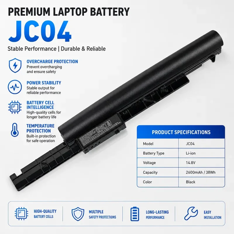 For HP JC04 3 TPN-W129 W130 Q186 Q187 C129 240 G6 Laptop Battery Replacement High Capacity Long Life Rechargeable Li-ion