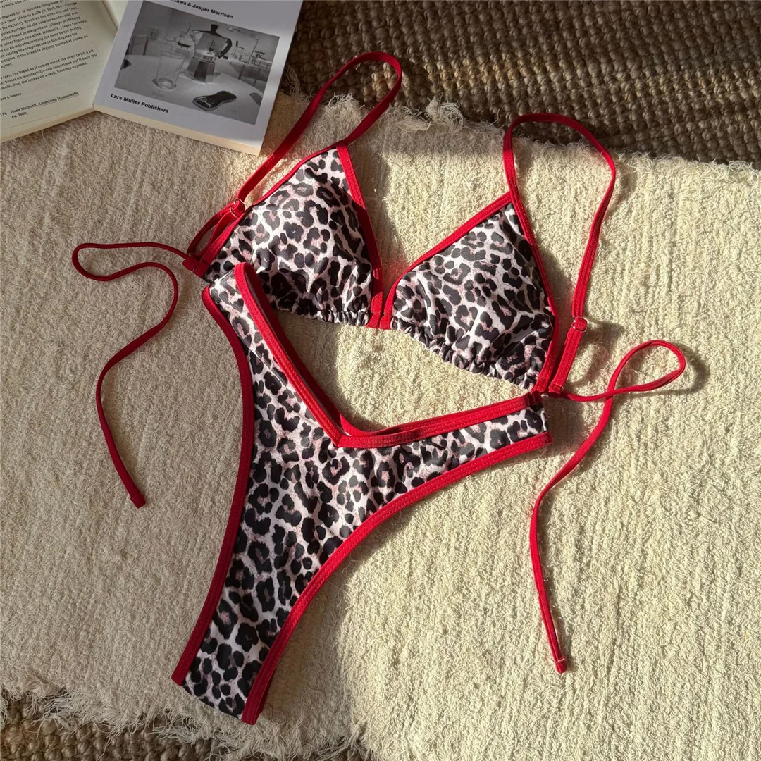 Leopard Floral Brasilianischer Mini-Tanga-Bikini Damen-Badeanzug Zweiteiliger Bikini-Set Badebekleidung Badeanzug Schwimmen V6286 – Detail 29