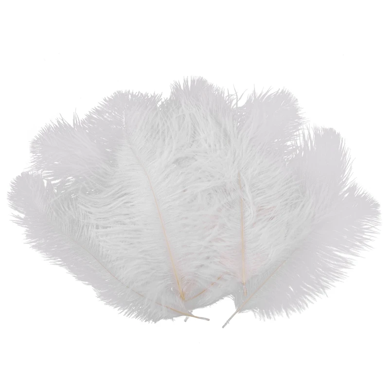 10 Pieces White Natural Ostrich 20-25cm Wedding DIY-A25R