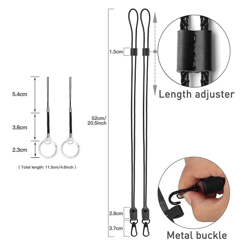 

Compact 4 Pcs Braided Leather Badge Lanyards For ID Badges Holders Keys Long Strap Neck Lanyard Keychain For Men,Women A