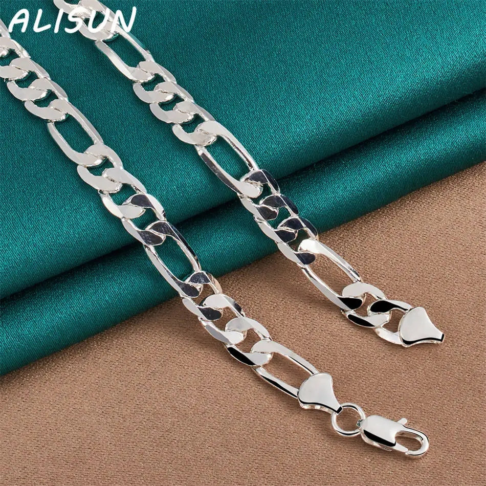 

ALISUN 925 Sterling Silver 40-60cm 8mm Chain Necklace For Women Man Charm Trend Birthday Gifts Fashion Party