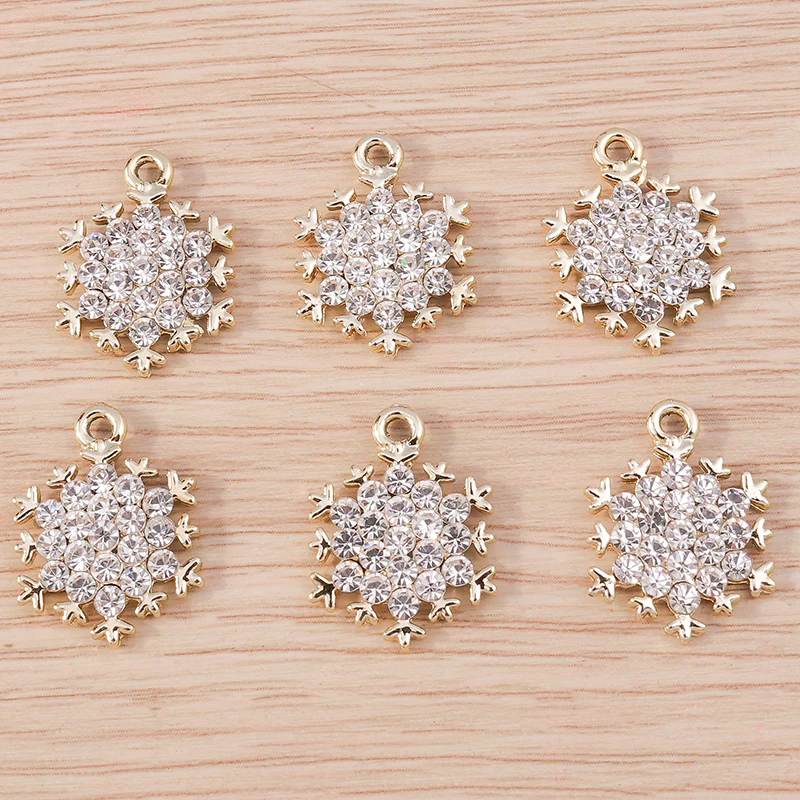 10pcs 16x22mm Crystal Christmas Snowflake Charms Pendants for Drop Earrings Necklaces Decoration DIY Jewelry Making Accessories