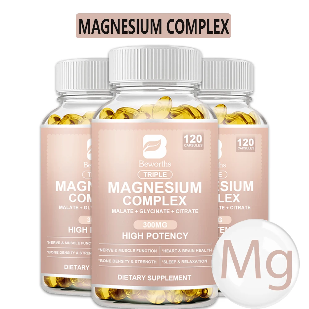 

BEWORTHS Magnesium Complex Capsules Bone & Heart Health Supplement, Helps Sleep, Muscle Relaxation, Stress & Anxiety Relief