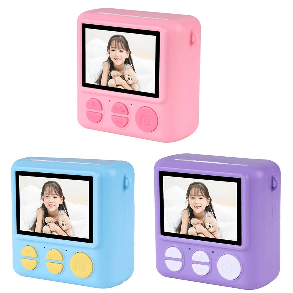 كاميرا طباعة فورية صغيرة للأطفال 1080P كاميرا طباعة حرارية بدون حبر 16X طابعة حرارية تكبير رقمي هدية للفتيات والأولاد من سن 3 سنوات فما فوق