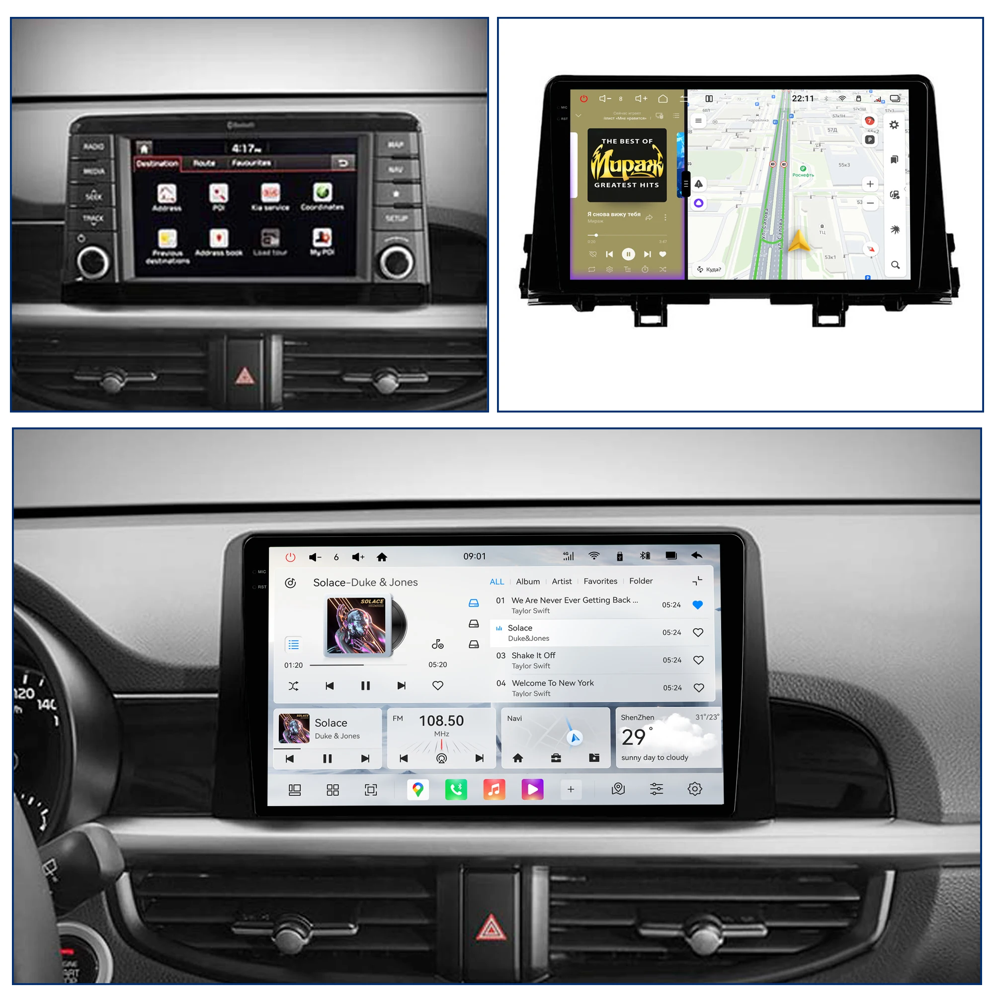 Redpower Crystal Sound 850 Pro Max  Android Car Radio Player Screen for Kia Morning 3 Picanto 2017 - 2020 CarPlay Bluetooth