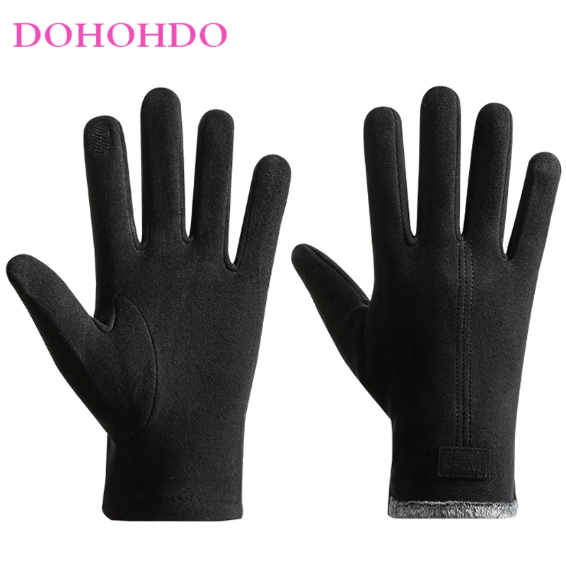 

Men Winter Touch Screen Velvet Gloves Self-heating Thick Warm Cycling Driving Cotton Gloves Black Gloves Male Перчатки Мужские