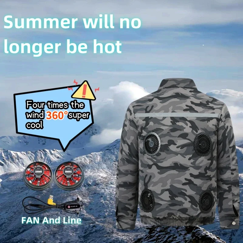 Sommer Fan Jacke USB Wärme ableitung dauerhafte High Power Cargo Jacke Outdoor Angeln Funktion Kühlung Klimaanlage Anzug