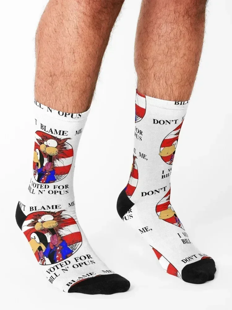 Bloom County Bill The Cat Don'T Blame Me, I Voted For Bill N'Opus Funny Cartoon #2 Socks Hiking boots kawaii Male Socks Women's