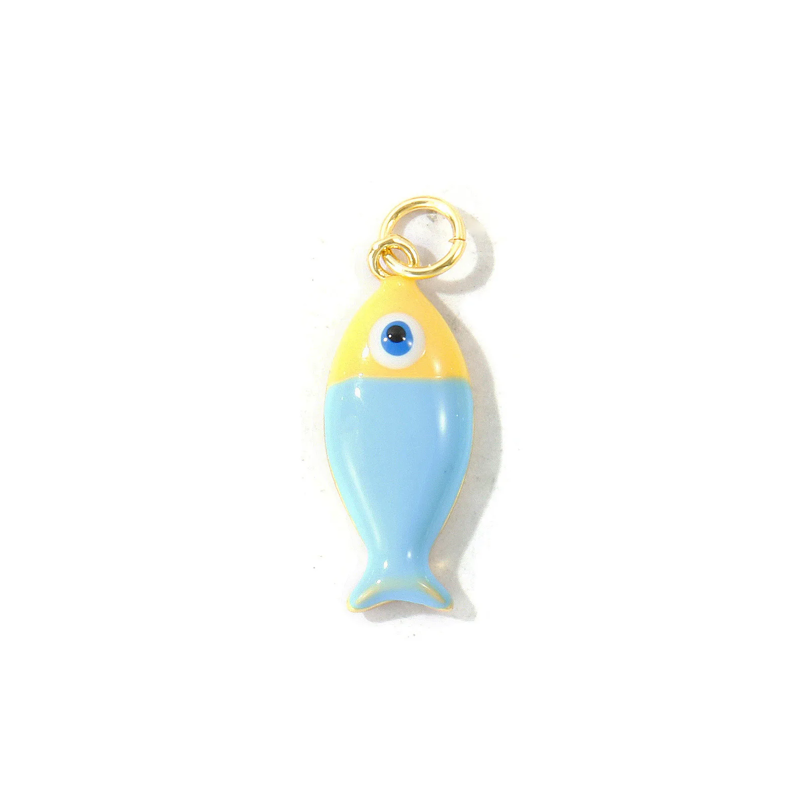2 Stück bunte Emaille-Ozeanfisch-Anhänger, 18 Karat vergoldete Messing-Anhänger für die Herstellung von DIY-Halsketten, Armbändern und Schmuck, 24 x 8 mm. – Detail 11