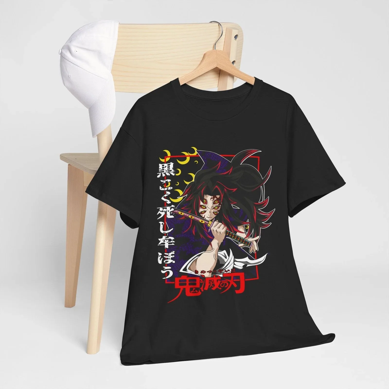 2026 Sommer Demon Slayer Anime Kokushibo Bedrucktes Lockeres Kurzarm-T-Shirt aus Reiner Baumwolle für Kinder Trendiges Unisex Casual Y2k