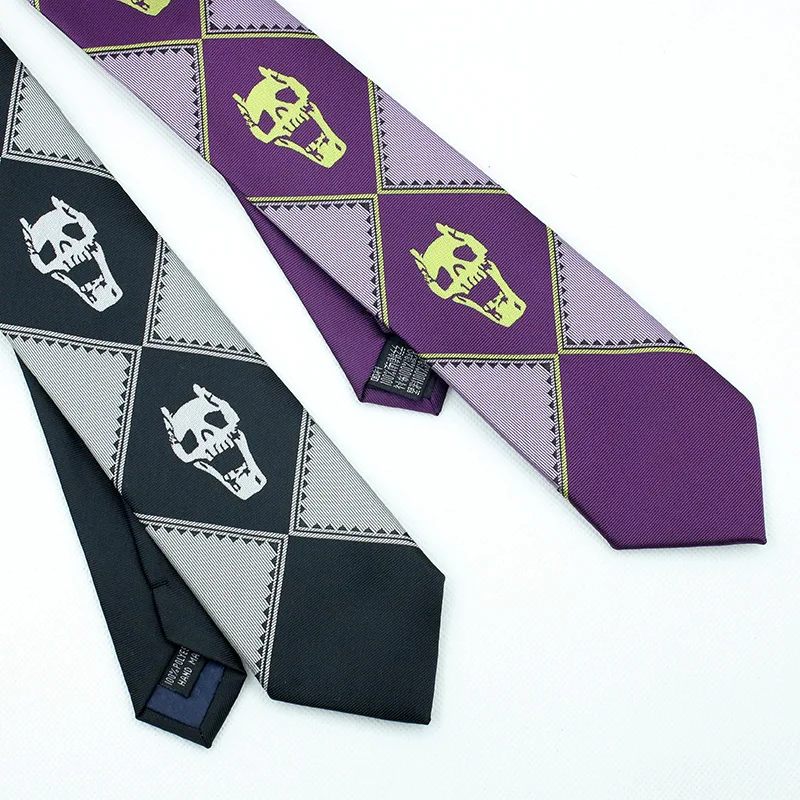 Anime JoJos Tie Kira Yoshikage Cosplay Necktie Unisex Skull Neck Heavens Door Cosplay Costume Prop