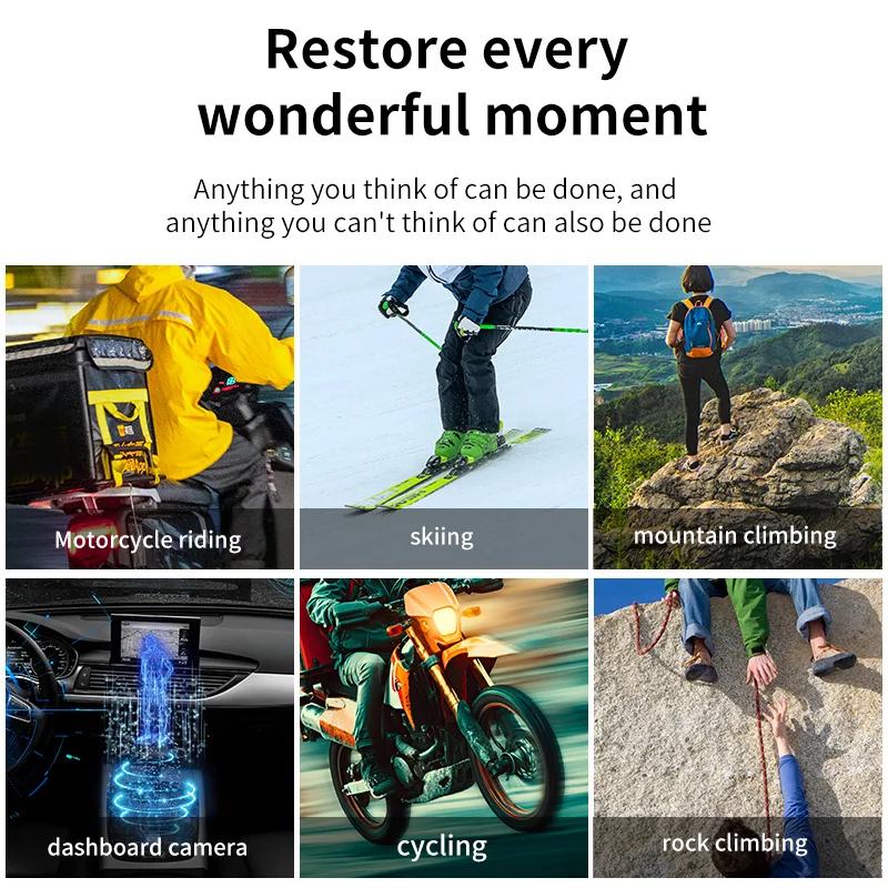 

Портативная экшн-камера 5K 160, широкоугольная IP68, водонепроницаемая, Wi-Fi EIS, долговечная аккумуляторная карта для велосипедных шлемов, мотоциклов ​
