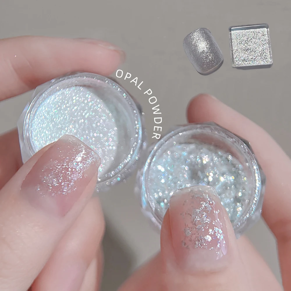 

Diamond Nail Powder Sparkling Crystal Glitter Holographic Nail Dust Silver Bright Shining Nail Art Glitter New