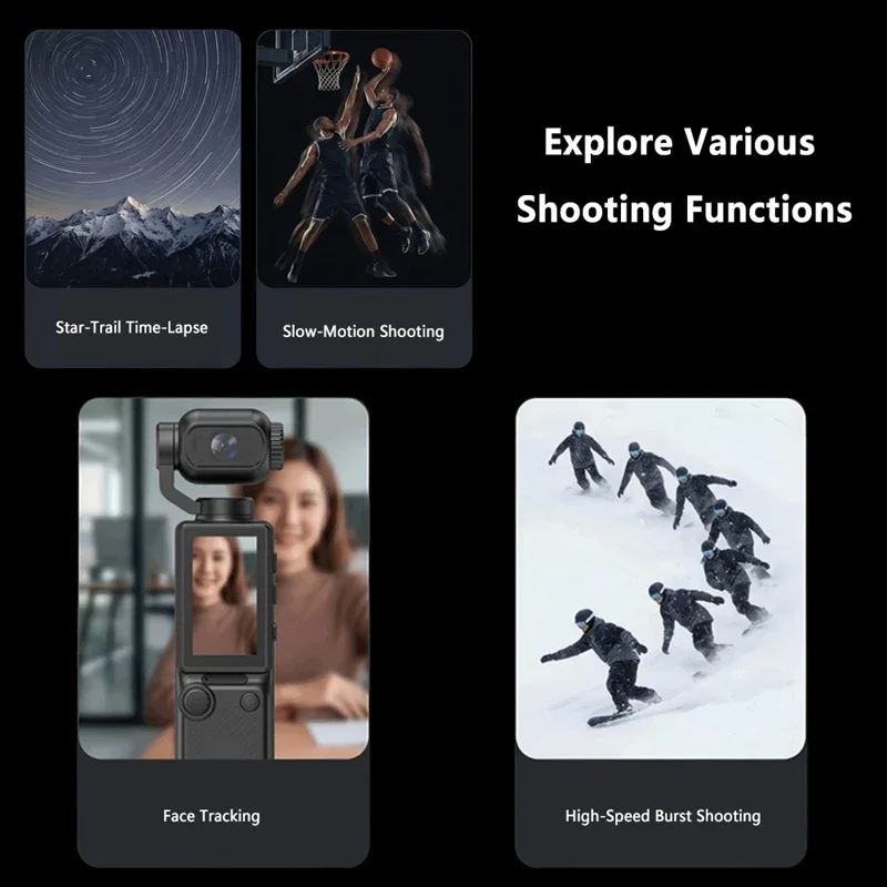 Lenovo S1 4K Handheld Gimbal Camera with 1.97'' Screen WiFi Transmission Auto Focus  Tracking 330° Rotating Lens Camera Outdoor