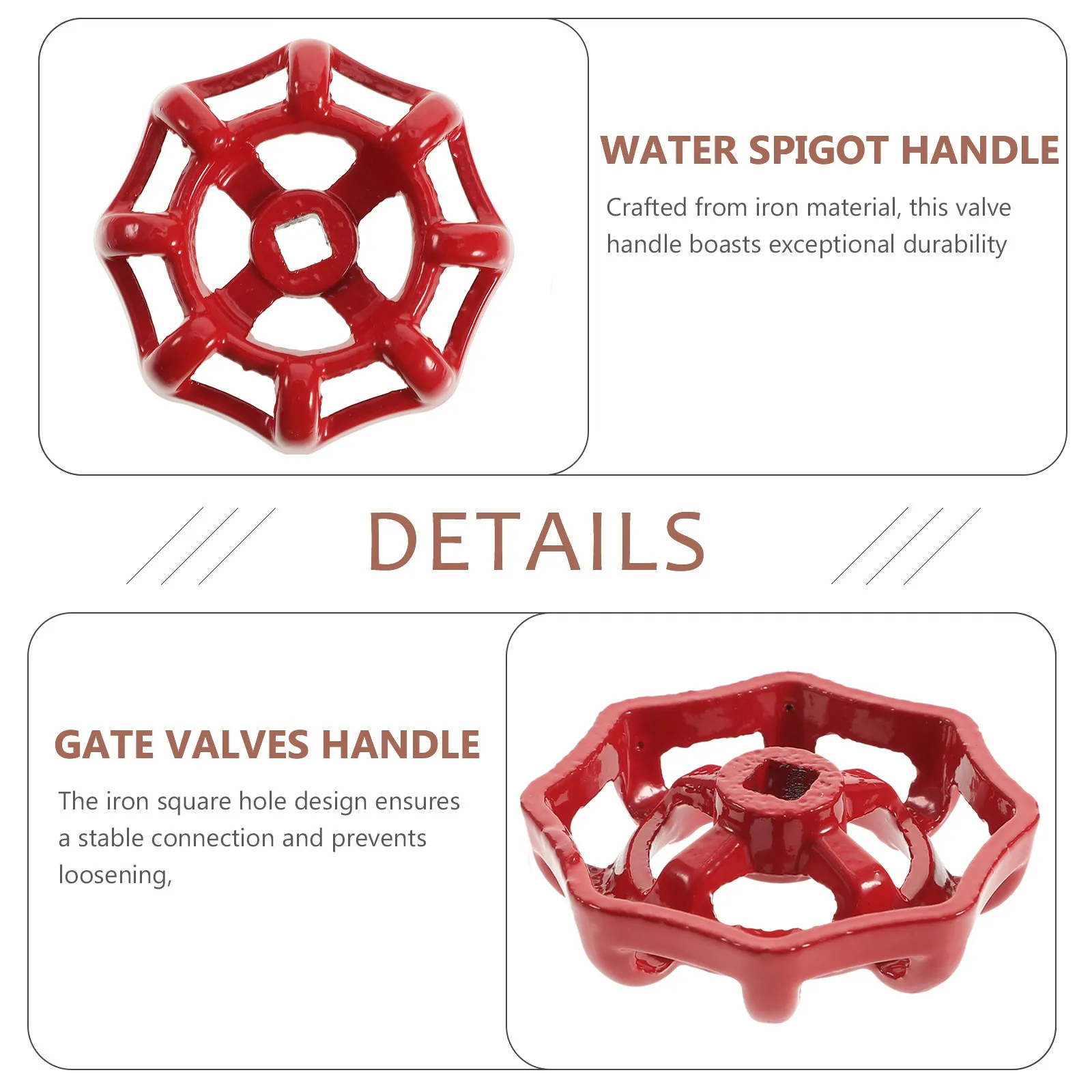 2Pcs Heavy Duty Cast Iron Gate Handle 6Mm Square Hole Water Spigot Handle Replacement for Stop Valve Outdoor Faucet Shutoff