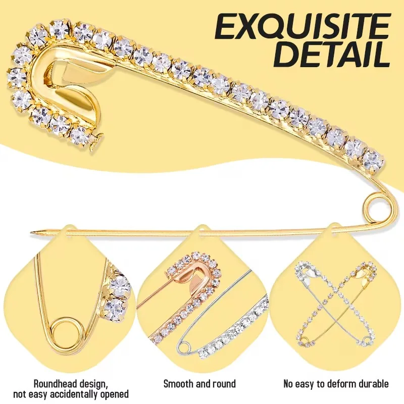 10/12 قطعة دبابيس الراين مشبك مجوهرات دبابيس بروش دبابيس أمان فاخرة للنساء لامعة موضة إكسسوارات الملابس ذاتية الصنع