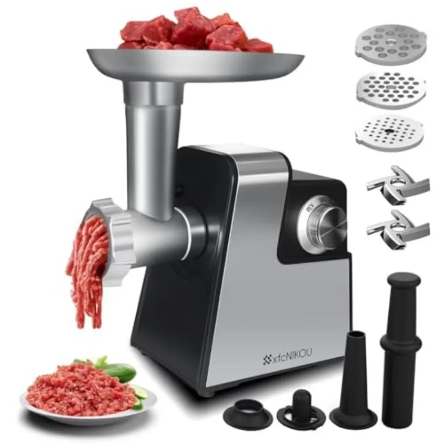 

Electric Meat Grinder 2800W Max Sausage Stuffer Stainless Steel Meat Mincer With 2 Blades 3 Plates Sausage Tube And Kubbe Kit F
